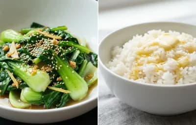 Stir Fried Asian Greens with Jasmine Rice