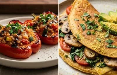 Stuffed Bell Peppers with Vegan Chickpea Flour Omelette