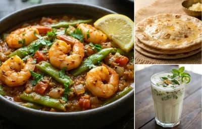 Surti Papdi ma Jhinga with Rotli and Masala Chaas