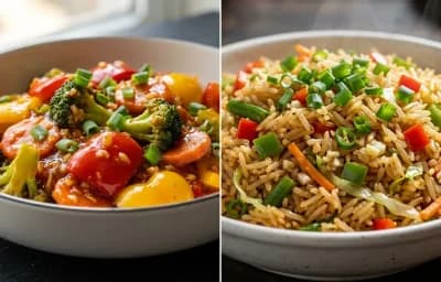 Sweet and Sour Vegetables with Veg Fried Rice