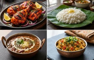 Tandoori Chicken with Steamed White Rice with Dal Makhani with Paneer Bhurji with Green Salad