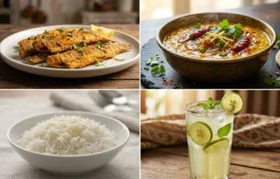 Tarela Boomla with Dal Tadka, Steamed Basmati Rice and Nimbu Pani