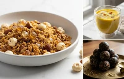 Panjiri with Milk with Ellu Urundai with Spiced Chaas
