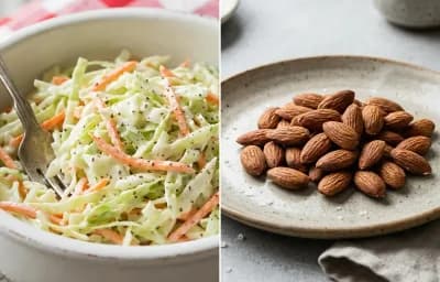 Turkey Pasta with Coleslaw and Roasted Almonds Small Portion