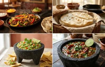 Vegetable Fajitas with Flour Tortillas, Guacamole and Restaurant-Style Salsa