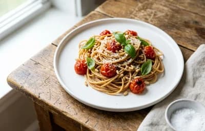 Vegetable Meatballs in Marinara with Whole Wheat Spaghetti