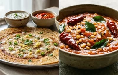 Wheat Dosa with Tomato Chutney