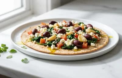 Whole Wheat Flatbread Pizza with Feta and Olives