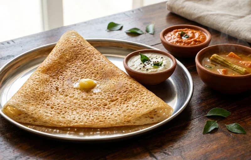 Atukula Dosa with Tomato Chutney - Recipe 1