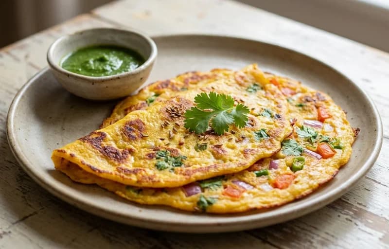 Besan jo Cheelo, Tamarind Chutney and Dahi - Recipe 1