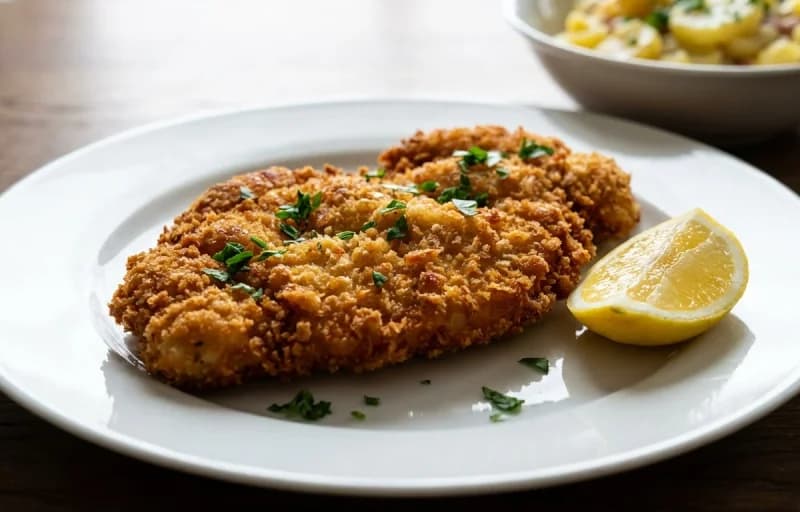 Chicken Schnitzel, French Fries and Side Salad - Recipe 1