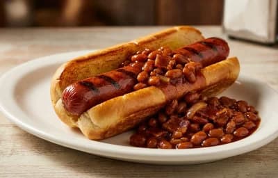 Hot Dog Roll with Baked Beans