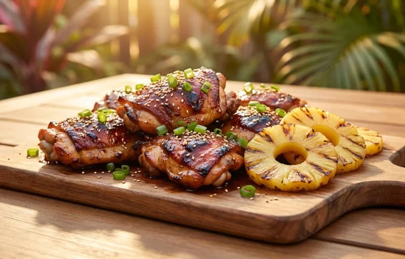 Huli Huli Chicken, Grilled Pineapple, Steamed Basmati Rice and Macaroni Salad - Recipe 1