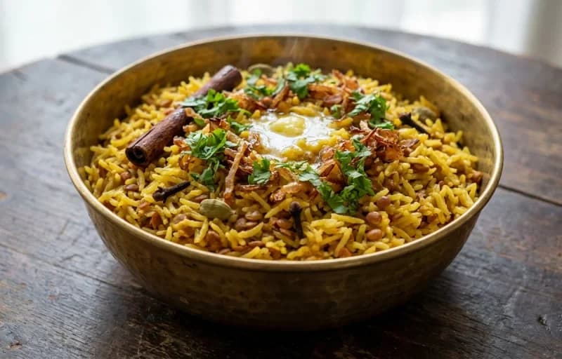 Hyderabadi Khichdi, Til ka Khatta and Roasted Papad - Recipe 1