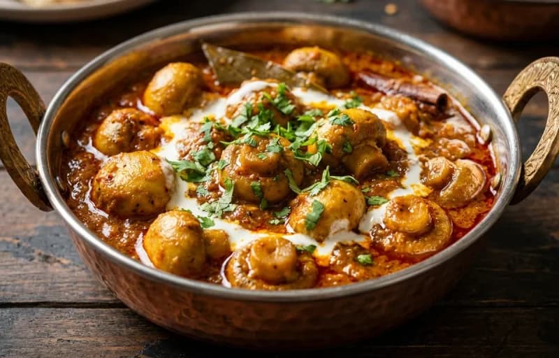 Mushroom Masala, Roti and Kachumber Salad - Recipe 1
