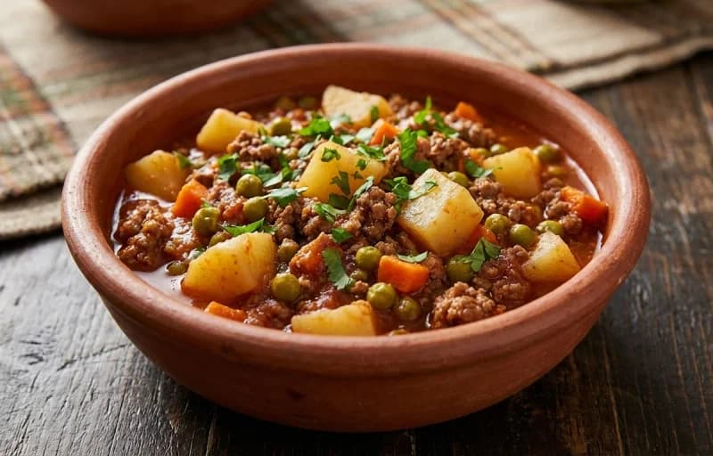 Picadillo with Potatoes, Spanish Rice and Flour Tortillas - Recipe 1