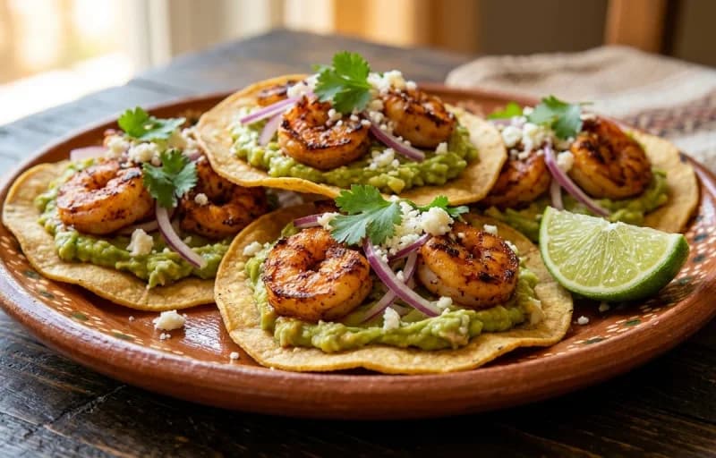 Shrimp Avocado Tostadas with Lime Crema - Recipe 1