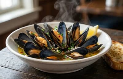 Steamed Mussels with White Wine and Garlic