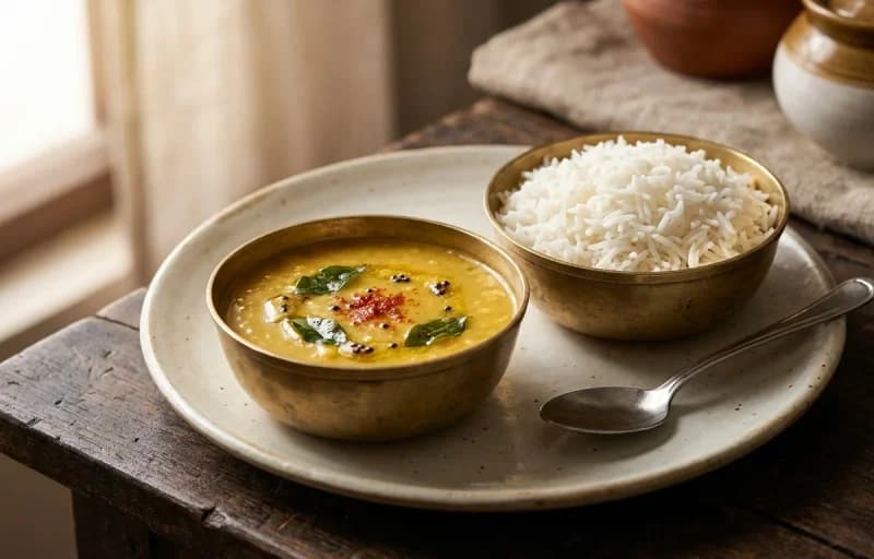 Varan Bhat, Ghee and Nimbu Pani - Recipe 1