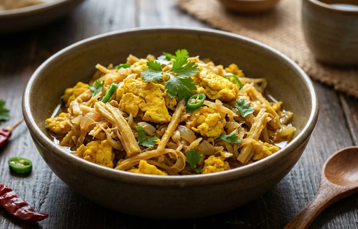 Assamese Eggs with Fermented Bamboo Shoot