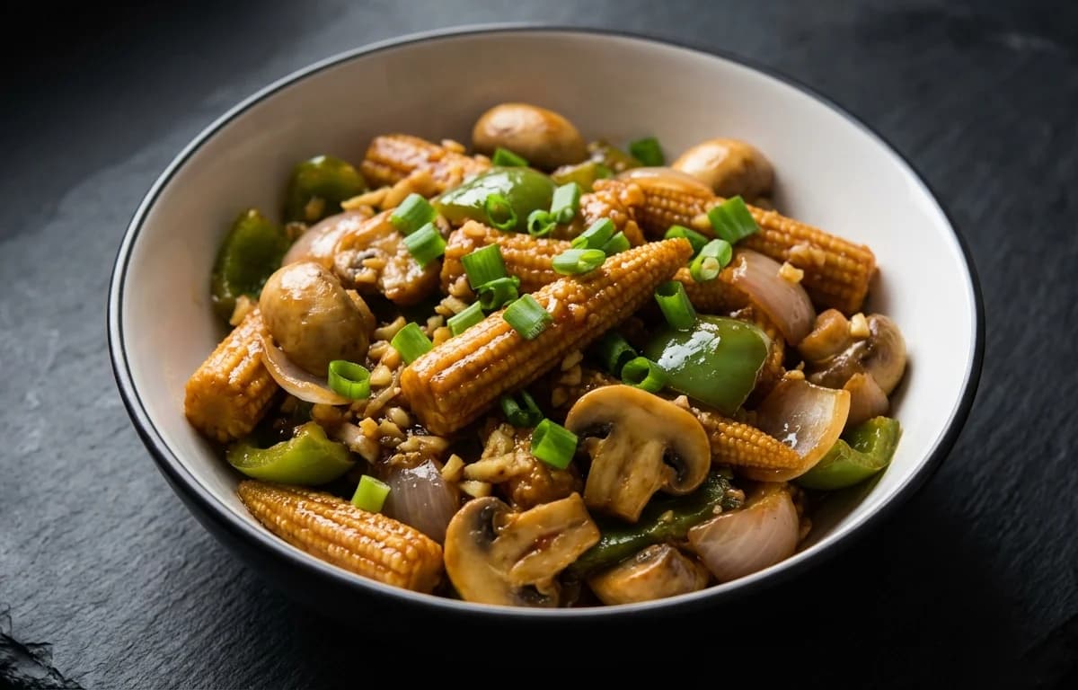 Baby Corn Mushroom Chilli