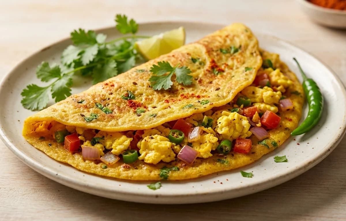 Besan Cheela with Egg Bhurji Filling