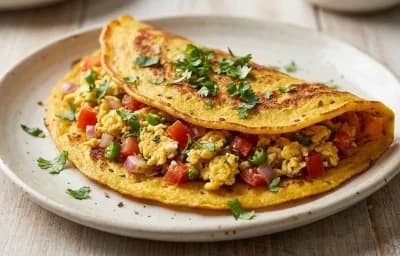 Besan Chilla Stuffed with Egg Bhurji