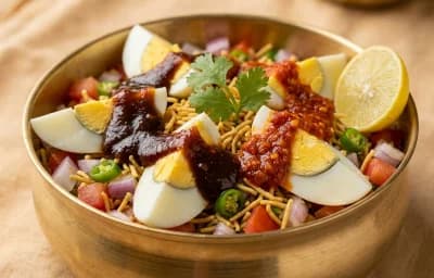 Egg Chaat with Rajasthani Chutneys