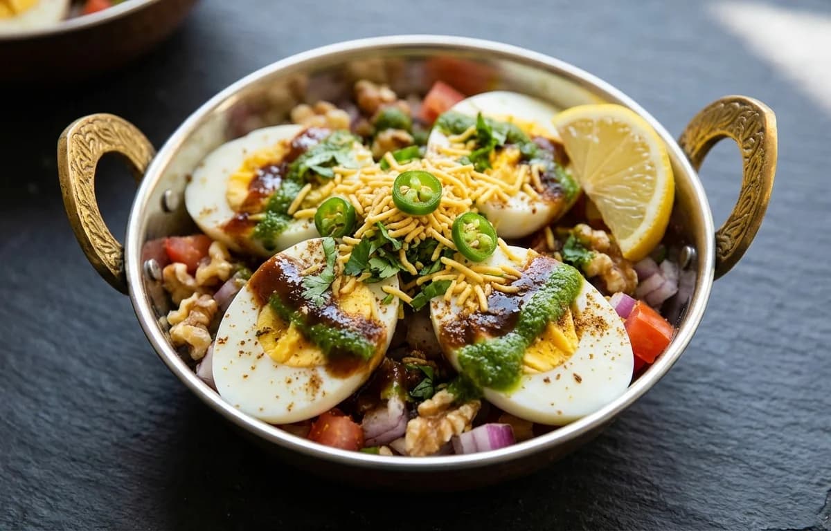 Egg Chaat with Walnuts