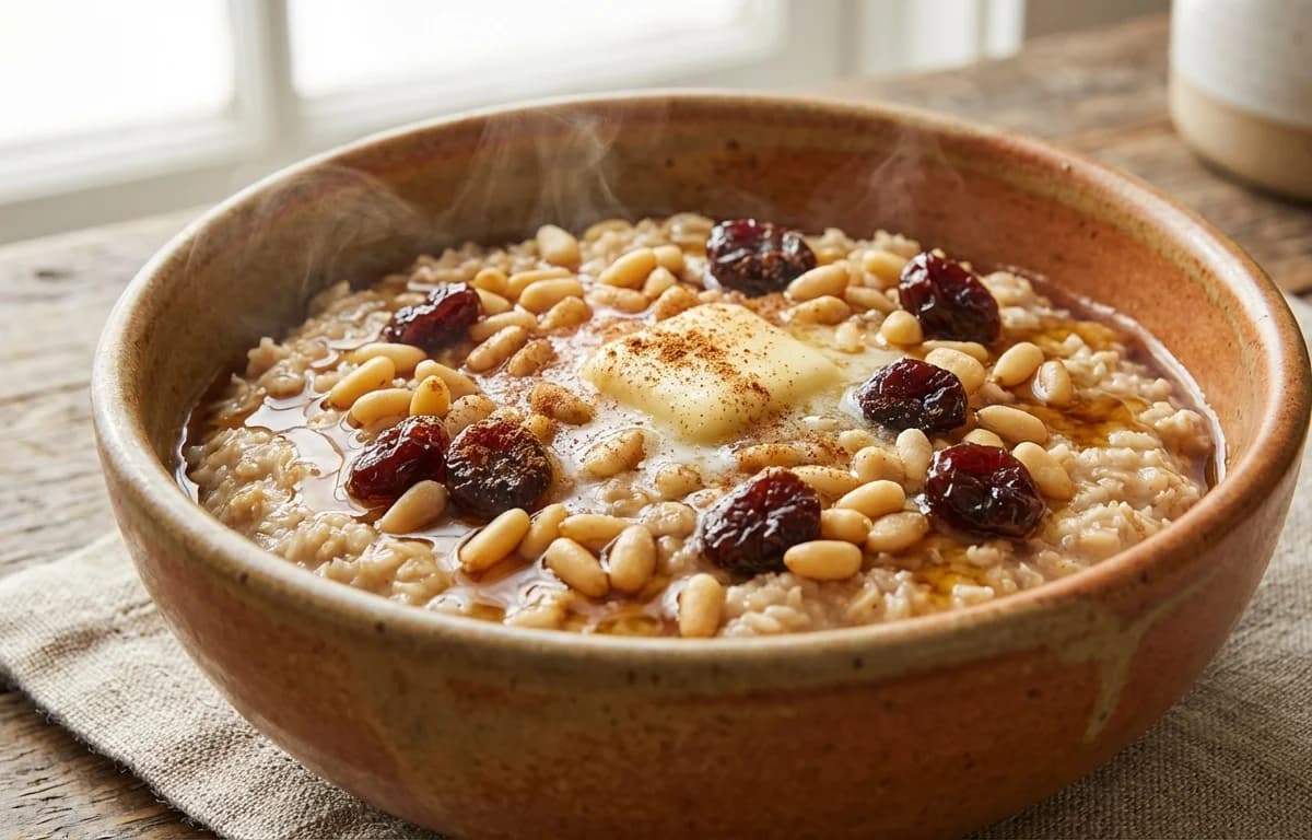 Oatmeal with Piñon Nuts and Dried Cherries