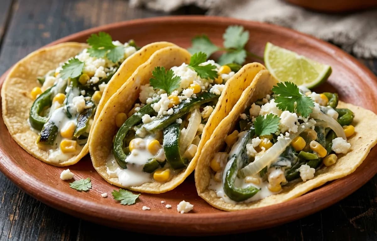 Rajas con Crema Tacos