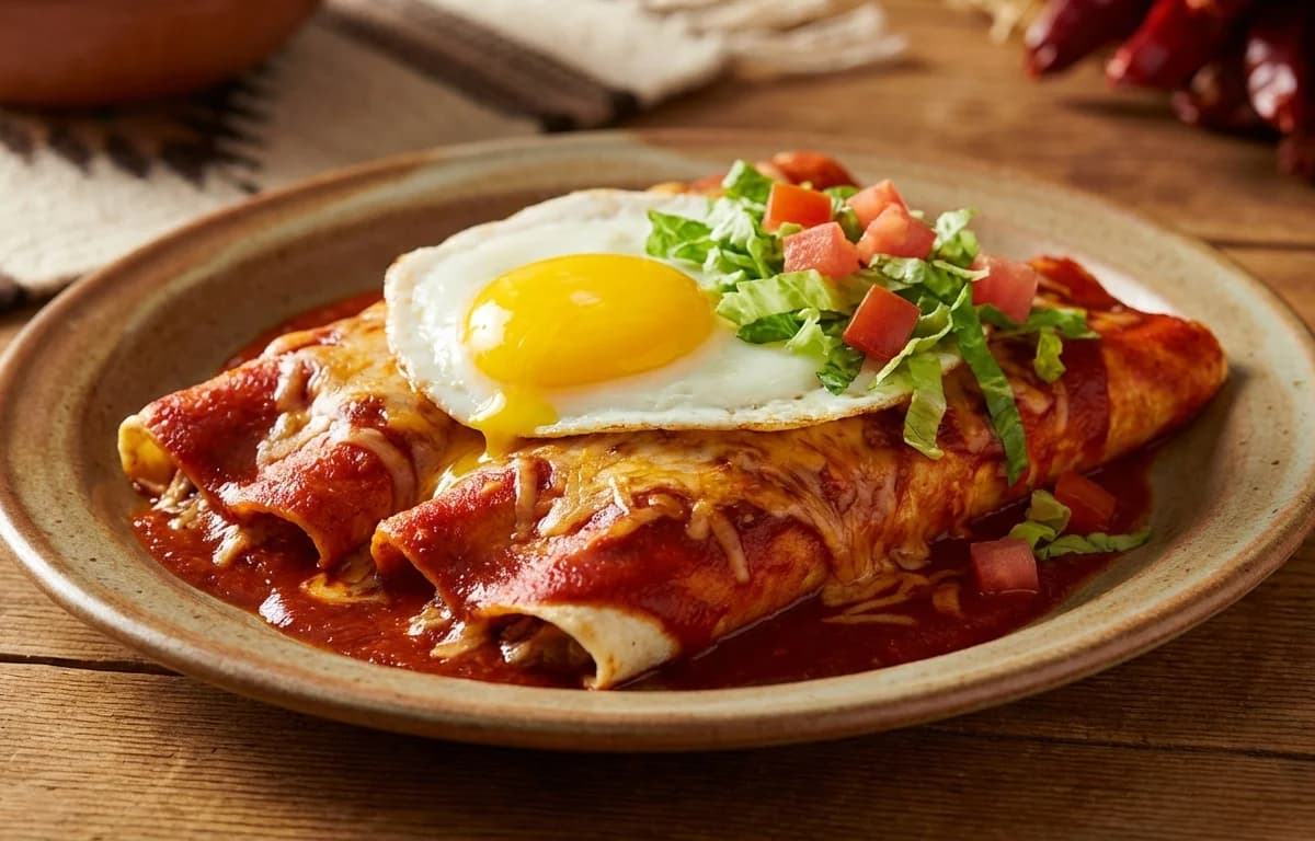 Red Chile Enchiladas with Fried Egg