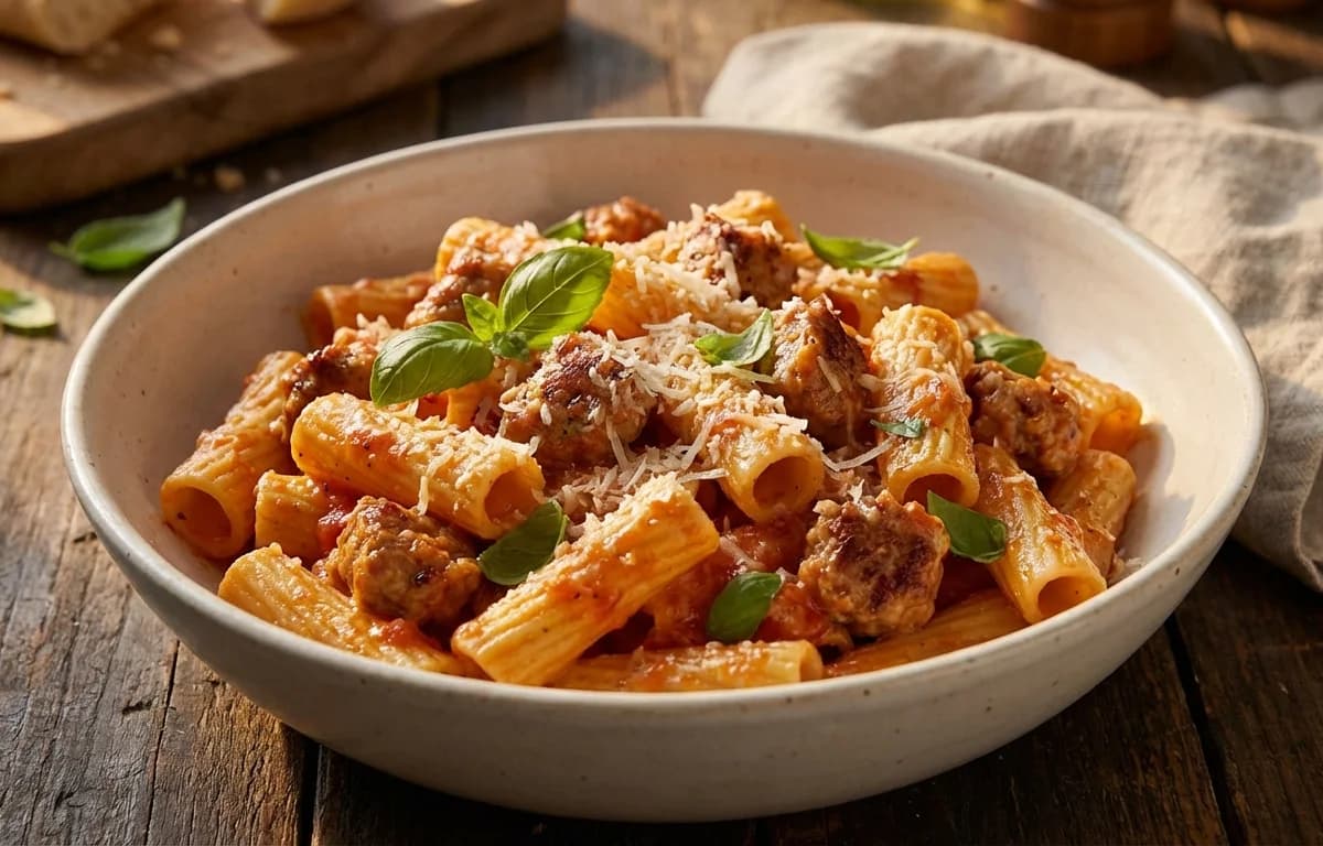 Sausage Pasta with Tomato Cream Sauce